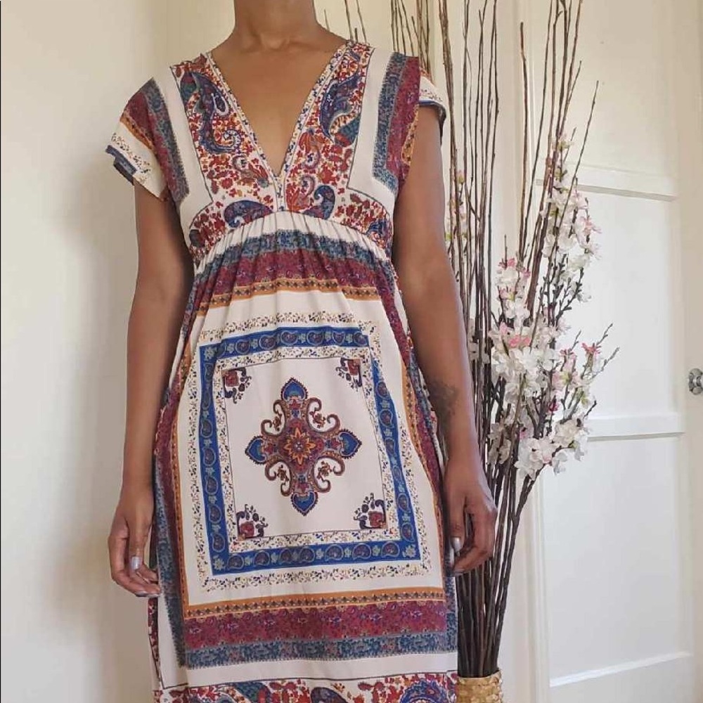 Patterned Elastic Waist Dress Poof! Medium